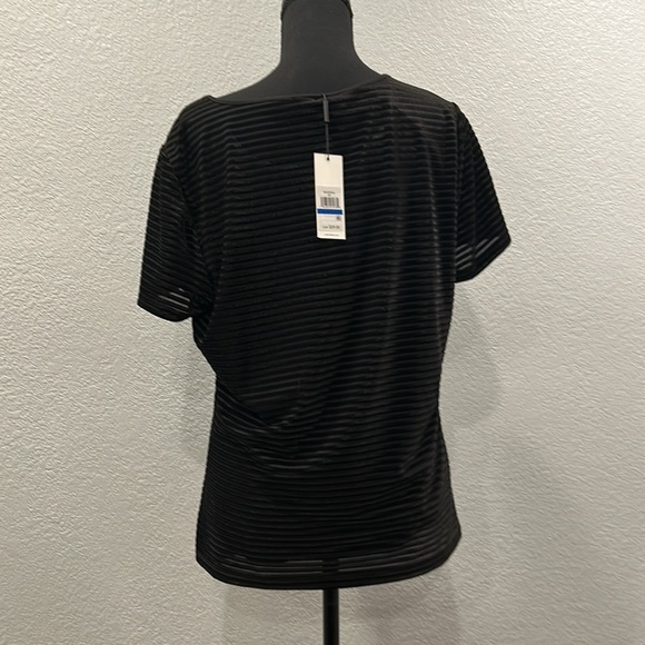 Calvin Klein NWT black velvet stripe top - Picture 6 of 10